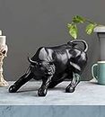 Indicast Resin 10" Geometric Statue Bull Sculpture Ornament Abstract Animal Figurines Room Desk Decor Home Decoration (Black), Pack of 1