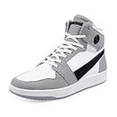 Bacca Bucci® Balancer Men's Fashion Sneakers Lace-Up Trainers Basketball Style Walking Shoes- White & Grey, Size UK7