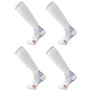 Compression Socks (2 Pair) for Men and Women 20-30 mmHg Compression Stockings Circulation for Cycling Running Support Socks (XXL, White)