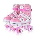 Roller Skates for Girls and Kids, 4 Sizes Adjustable Roller Skates, with All Wheels Light up, Fun Illuminating for Girls and Kids, Roller Skates for Kids Beginners, Small(12J-2), Pink
