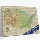 Holy Cow Canvas Personalized National Parks & Sites United States Map on Canvas, National Forests Map, US Map with Pins to Mark Travels, National Parks Map with Push Pins (40"x24", Ready to Hang)