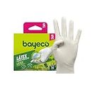 Bayeco - Guantes de un solo uso de Látex - Color Blanco - Ambidiestros - Aptos para el contacto con alimentos - Máxima sensibilidad - Pack dispensador de 30 unidades - Talla S