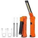 Vagocom LED Rechargeable Work Lights, Flashlight Hand Tools Mens Dad Birthday Gift Magnetic Worklight,360°Rotate 5 Modes Portable Inspection Torch for Mechanics,Automotive,Camping,Emergency (2 Pack)