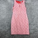 New York & Company Shift Dress Women's Size 6 Sleeveless Pink Crochet Underlay