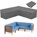 BOSKING Patio Sofa cover V-Shaped Sectional Furniture Cover Heavy Duty Outdoor Furniture Set Covers Waterproof Lawn Garden Couch Protector with Buckle Strap & Side Handle - Grey (V Shape 84x84 inch)