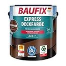 Baufix Express Deckfarbe nussbraun, matt, 2.5 Liter, Wetterschutzfarbe, Holzfarbe, langlebig, geeignet für Holz/Putz/Mauerwerk/Möbel/Zäune
