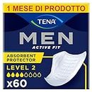 TENA MEN livello di protezione 2, Pacco Scorta Mensile - Protezioni assorbenti specifici per perdite urinarie maschili, discreti e confortevoli, 60 protezioni