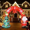 Xakay 8ft Christmas Inflatable Arch Outdoor Decorations, Giant Self Blow Up Christmas Santa Archway Decor Built-in LED Lights, Santa Claus and Christmas Tree Welcoming Guests for Yard Garden Lawn
