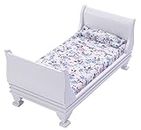Neakomuki Dollhouse Furniture Accessories Mini Wooden Bedroom Furniture Wood Miniature Bed Pillow for Dollhouse Decoration (Floral-White)