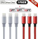 3 Pack Fast Charger USB Cable For iPhone 7 8Plus iPhone 8 11 12 13 14 Pro Max XR