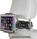 Powerbuilt Car Headrest Mount Holder for Tablet and Smartphone with USB Charger