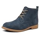 DADAWEN Men's Lace Up Chukka Desert Boots Leather Ankle Boots Suede Blue 8 UK