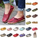 Women Flats Slip On Loafers Ladies Comfort Flat Leather Boat Shoes Lightweight