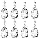 JaneYi (12 Pack) 48mm Teardrop Crystal Pendant Clear Crystal Glass Chandelier Prism Sun Catcher Parts with 12 Octagonal Beads and Connecting Rings for Lamp Vase Garden Party Christmas Wedding Decor