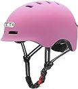 AhaTech Kickstart Smart Helmet | Electric Bike e-Scooter Accessories | Adult: Men, Women | Front and Rear LED Lights | Hoverboard Bicycle Skateboard Cycle Helmet| (Pink, Medium)