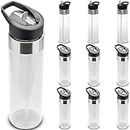 DISCOUNT PROMOS Plastic Water Bottle 24 oz with Inside Straw - BPA Free, Screw-On Cap, Flip Top Nozzle Mechanism - Slim Translucent Body - Eastman Tritan Copolyester - Clear - 10 Pack