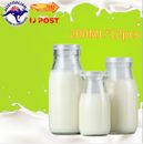 12pcs 200ML Glass Milk Bottles with Lids for Beverage Glassware Drinkware AU