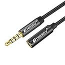 T Tersely 3.5mm Gold-Plated 2M/6.6FT Audio MIC 4-Pole TRRS Extension Cable Aux Cord, [1 Pack] Nylon Braided Male to Female for Headphones,Car Home Stereos,Speaker,iPod,Samsung,Sony,Tablets & More