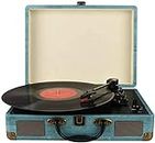Record Player Vintage 3-Speed Bluetooth Vinyl Turntable with Stereo Speaker, Belt Driven Suitcase Vinyl Record Player