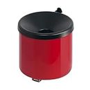 PROREGAL Runder Sicherheits-Wandaschenbecher mit Kippvorrichtung | 2 Liter, HxØ 16x16cm | Metall | Rot mit schwarzem Deckel