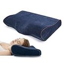 Memory Foam Pillow,Orthopedic Pillow for Neck Pain Cervical Contour Memory Foam Pillow,Orthopedic Neck Pillow with Washable Cover, Bed Pillows for Side, Back, Stomach Sleepers (Blue Denn)