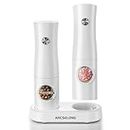Arcselong Electric Salt And Pepper Grinder Set With Type-C Rechargeable Base, No Battery Needed, Adjustable Coarseness Electronic Spice Mill Shakers Salt And Pepper Shakers Refillable