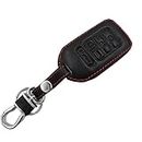 Black Leather Key Cover Case Holder Chain Bag Key Fob Case Cover fit for 2015 2016 2017 Honda Civic Accord Pilot CR-V