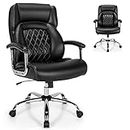 CASART PU Leather Office Chair, 300/400/500LBS Big and Tall Executive Chair with Rocking Backrest&Armrest, Heavy Duty Metal Base, Height Adjustable Computer Desk Chair for Home Working (500LBS, Black)