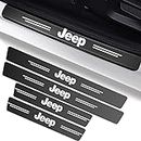 4PCS Threshold Protection Door Sill Protector Scuff Plate Cover for Jeep,Inner Accessory Self-Adhesive,Carbon FiberInner Accessory Self-Adhesive