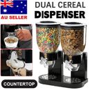 Double Cereal Dispenser Dry Food Containers Storage Organizer Dispense Machine