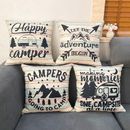 4pcs Happy Camper Decor Rv Travel Trailer Decoration For Inside Camping Pillow Cover For Bedding Sofa Couch 45x45cm (without Pillow Insert) Home Decor, Room Decor, Bedroom Decor, Living Room Decor