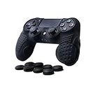 CHINFAI PS4 Controller DualShock4 Skin Grip Anti-Slip Silicone Cover Protector Case for Sony PS4/PS4 Slim/PS4 Pro Controller with 8 Thumb Grips (Black)
