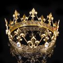 Men's Imperial Medieval Fleur De Lis Gold King Metal Crown 8cm Tall 57cm Circ
