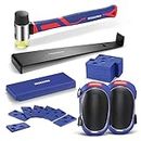 WORKPRO Laminate Flooring Installation Kit- Rubber Mallet with Fiberglass Handle, Flooring Knee Pads, Heavy Duty Pull Bar, Solid Tapping Block And Spacers- Premium Wood Flooring Installation Tool