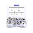 Olym 100Pcs Flat Penny Washers 5 Sizes Stainless Steel Large OD M4, M5, M6, M8, M10 Flat Repair Washer Plain Round Chrome Washers for Screws & Bolts