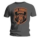 Official T Shirt GMG Gas Monkey Garage Distressed SHIELD Grey M