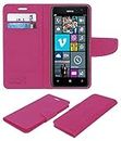 ACM Mobile Leather Flip Flap Wallet Case Compatible with Nokia Lumia 625 Mobile Cover Pink