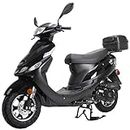 X-PRO Maui 50cc Moped Gas Moped Motorcycle 50cc Adult Moped Aluminum Wheels, Assembled and Tested (Black)