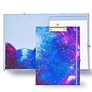 AMERTY Clipboard Folio with Refillable Lined Notepad,Clipboard Folio for Teacher,Nursing Clipboard, Clipboard for Student （Galaxy）