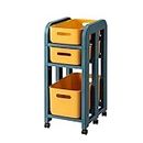 HOTRCR Storage Trolley Cart 3 Tier Storage Trolley on Wheels Organizer Serving Storage Cart Easy Assemble for Office, Kitchen, Bedroom, Bathroom, Laundry and Dresser, Blue-3 Tier 63.5cm