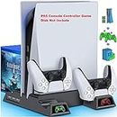 PSS PS5 Console Disk/ Digital Edition Vertical Multifunction Stand Cooling Docking Station Fan with Controller Charger & 13 Game Storage (PS5 Console & Controller Game Disk Not Include) Tabletop