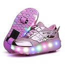 KOWO Chaussures/Baskets à LED, Chaussures de Patinage à roulettes Lumineuses LED, pour Filles Garçons et Garçons Unisexes, Unique Double Rétractables Roues Rechargeables, Sports de Plein Air