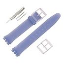 MMBAY Rubber 16MM Ultra-Thin Blue Watch Strap Compatible Swatch Watch Band Replacement Waterproof Silicone Watch Wristband for Ladies(Transparent Buckle)