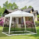 Folding Slant Leg Beige Screened Sun Shelter Canopy Tent with Mesh Sidewalls