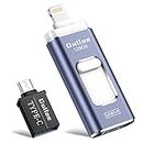 Gulloe Flash Drive for iPhone 128GB, USB Memory Stick Photo Stick External Storage Thumb Drive for iPhone iPad Android Computer (Light Blue)