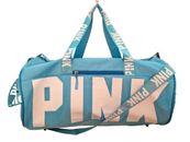 Victoria's Secret PINK Logo Barrel Bag Sport Gym Womens Girls Travel SkyBlue Bag