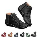 Keilani Women's Vintage Ankle Boots,Keilani Boots,Side Zipper Flat Waterproof Ankle Boots Women,Arch Support Boots,Womens vintage casual short ankle boots,Journee wide calf boots for women (black,8)