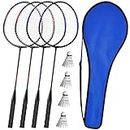 KH 2-4 Player Badminton Rackets Set for Adults Kids,Lightweight & Sturdy,Indoor Outdoor Sports Backyard Beach Lawn Game - Racquets,Shuttlecocks & Carry Bag Included