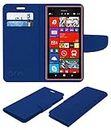 ACM Mobile Leather Flip Flap Wallet Case Compatible with Nokia Lumia 1520 Mobile Cover Blue