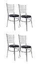 WINIFRED Chrome Finish Steel Chair with Black Seat for Study Home Office Restaurant Dinning Hall Garden Hotel (16x16 inches) (4 PC Set Chair)